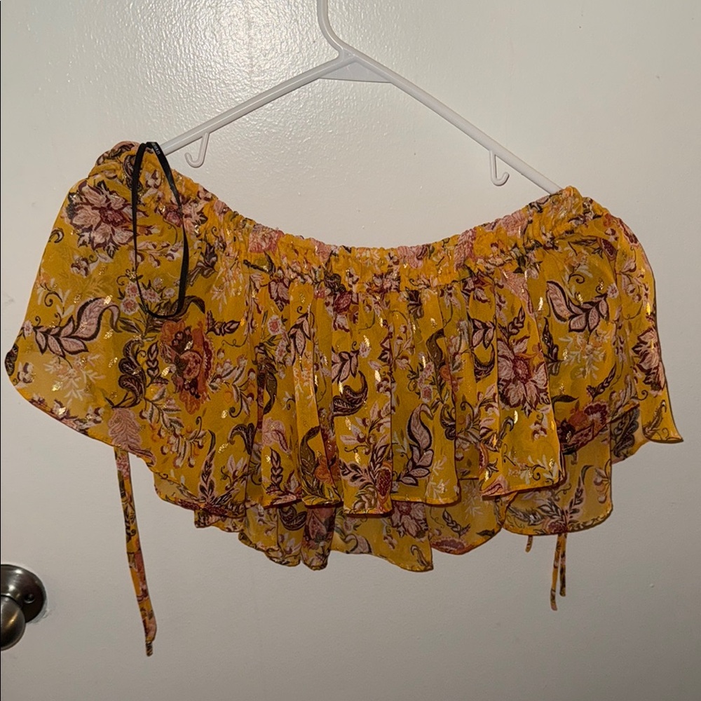 Forever 21 Yellow Floral Ruffle Top